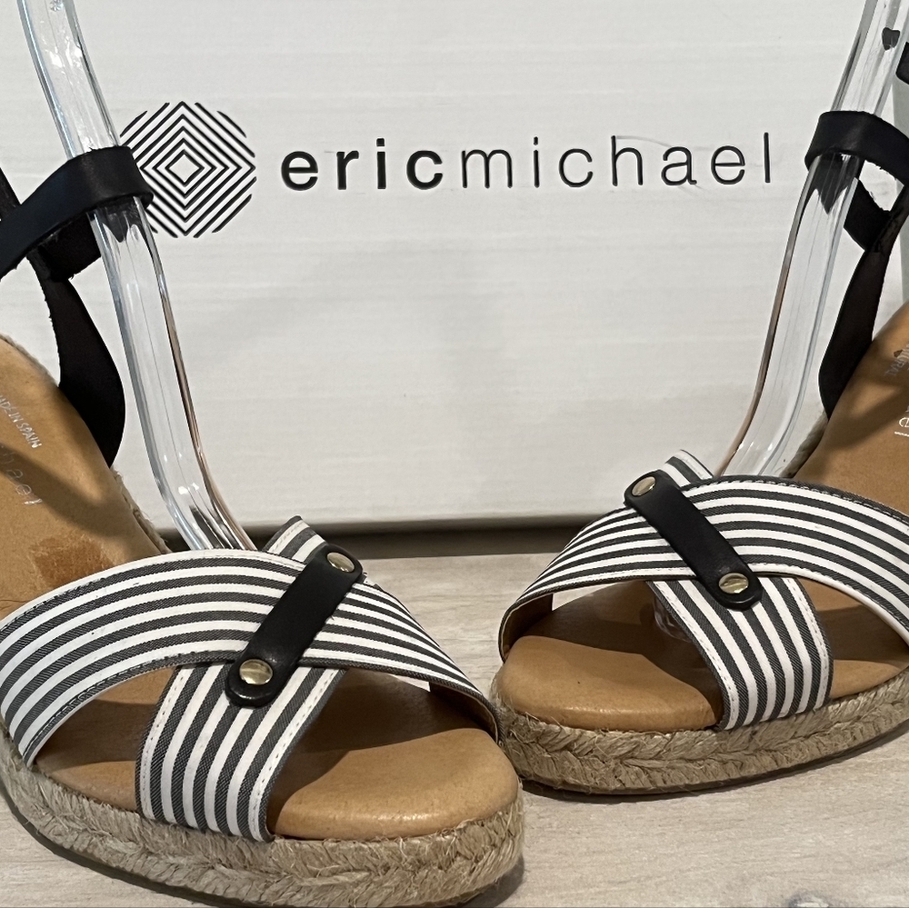 Eric Michael Tabitha Woven Espadrille Wedge Sandal Size 38EU